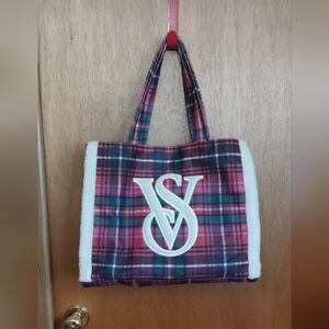 Victoria's Secret Tartan Christmas Tote - Red, Green, and White
